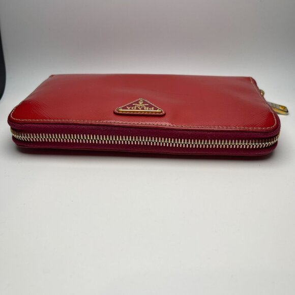 Prada Fuoco Red Saffiano Leather Zip Long Wallet - Preowned - Picture 8 of 15